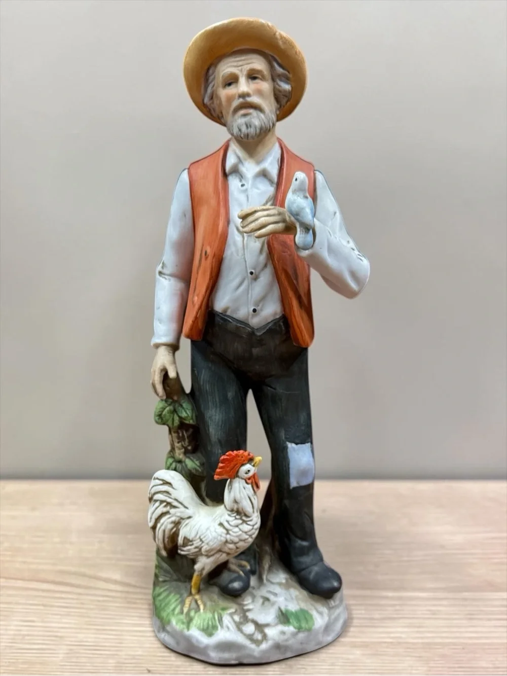 HOMCO Farmer with Rooster Figurine #1434